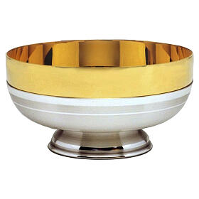 Low ciborium without lid in silver-plated brass with satin-finished under cup