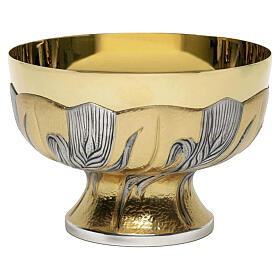 Patena bassa bicolore cesellata decoro spighe