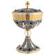 Chalice and concelebration ciborium, chiseled with lapis lazuli and crystal node s7