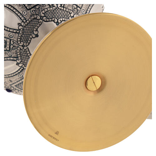 Cálice e píxide de concelebração cinzelados com lápis-lazúli e nó em cristal 12