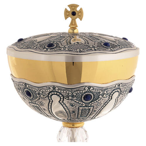 Chalice and Ciborium for Concelebration Chiseled with Lapis Lazuli and Crystal Knop 8
