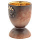 Ceramic chalice with loaves and fishes, golden ceramic interior, H6 in s3