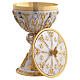 Bicolour gold and silver brass chalice and ciborium with Four Evangelists and saints s5