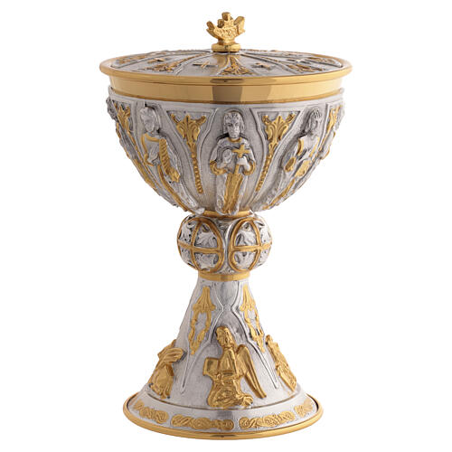 Chalice and Ciborium two-tone gold and silver, 4 Evangelists and Saints 7