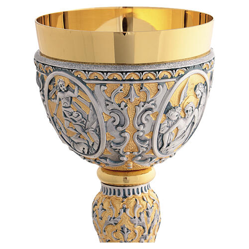 Chalice and ciborium, Passion of Jesus, two-tone Celtic style 3