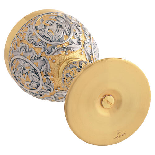 Chalice and ciborium, Passion of Jesus, two-tone Celtic style 10