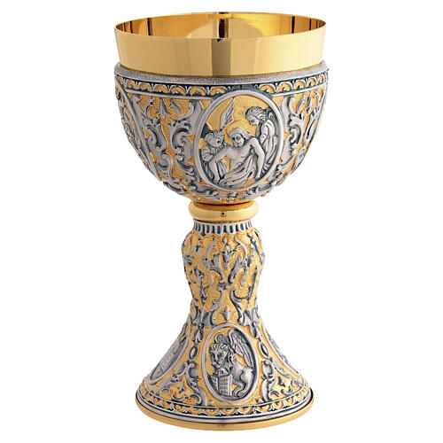 Calice et ciboire Passion du Christ bicolore style celtique 8