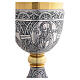 Calice style Tassilo avec Jésus, Marie, saint Jean et saint Pierre, argenté 20 cm s8