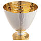 Chalice and ciborium in hammered, hand-chiseled brass with image of Jesus s4