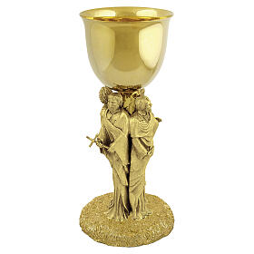 Chalice with Four Evangelists, 18 kt Gold-Plated, Stone-Effect Base, Pical Arte Creazioni