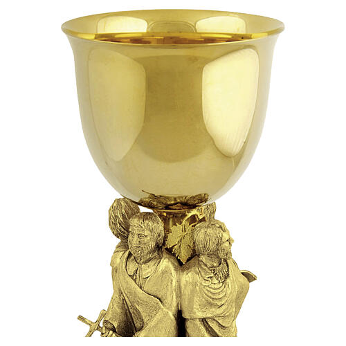 Chalice with Four Evangelists, 18 kt Gold-Plated, Stone-Effect Base, Pical Arte Creazioni 3