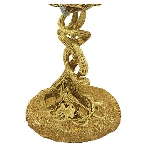 Grape chalice with coloured leaf decoration by Pical Arte Creazioni, 18K gold-plated brass 3