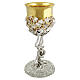 Silver-plated chalice with red crystals, UVA design, decorated with leaves and grapes, Pical Arte Creazioni s1