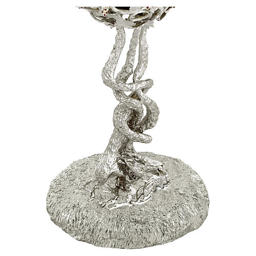 Silver‑Plated Chalice with Red Crystals, UVA Model, Leaf and Grape Decor, Pical Arte Creazioni 3