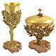 ULIVO liturgical set, 18 kt gold‑plated with green crystals, Assisi stone base, Pical Arte Creazioni s1