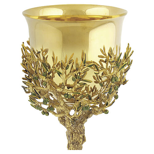 ULIVO chalice, stone-effect base with coloured decoration, 18 kt gold-plated, Pical Arte Creazioni 2