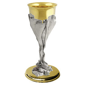 Chalice CARTAGLIA model, smooth base and red crystal decoration, Pical Arte Creazioni