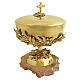 Ciborium, Olive-Branch Decoration with Green Crystals, Assisi Stone Base, Pical Arte Creazioni s1