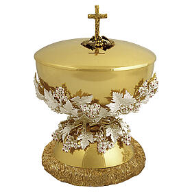 Silvered Ciborium, UVA model with red crystals, 140 mm, Pical Arte Creazioni