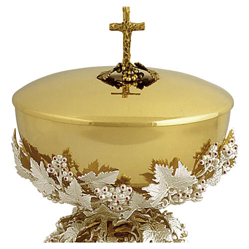 Silvered Ciborium, UVA model with red crystals, 140 mm, Pical Arte Creazioni 2