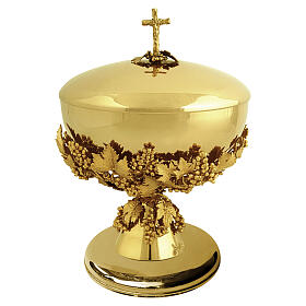 Ciborium, Grape and Leaf Decoration, 18kt Gold-Plated, 140 mm, Pical Arte Creazioni