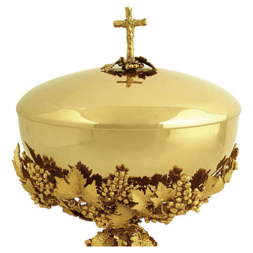 Ciborium, Grape and Leaf Decoration, 18kt Gold-Plated, 140 mm, Pical Arte Creazioni 2