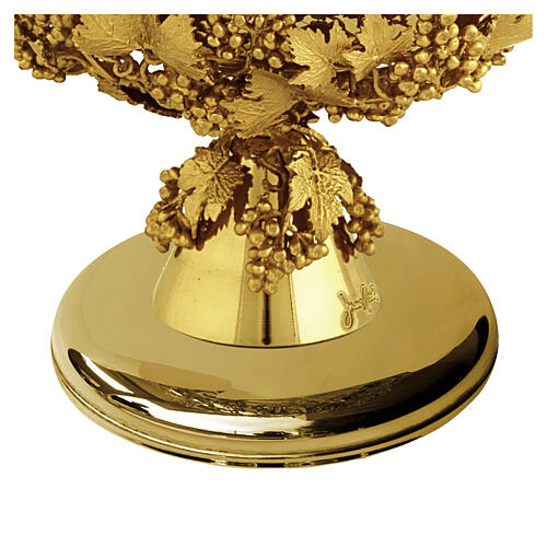 Ciborium, Grape and Leaf Decoration, 18kt Gold-Plated, 140 mm, Pical Arte Creazioni 3