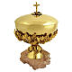 Assisi stone ciborium with a GRAPE and LEAF decoration, 18K gold plating, 5.5-inch diameter, Pical Arte Creazioni s1