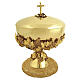 Stone-effect ciborium with a GRAPE and LEAF decoration, pink crystals, 5.5-inch diameter, Pical Arte Creazioni s1