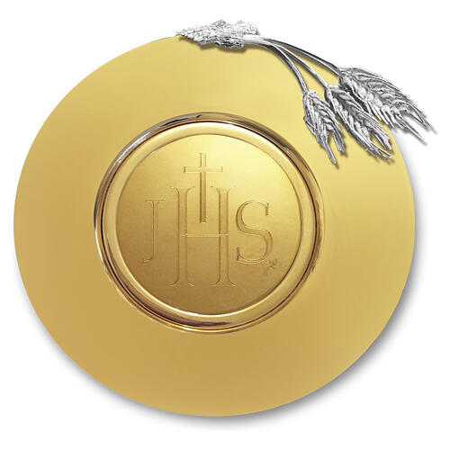 Patena para cálice banhada a ouro 18K TRE SPIGHE prateada JHS Pical Arte Creazioni 1