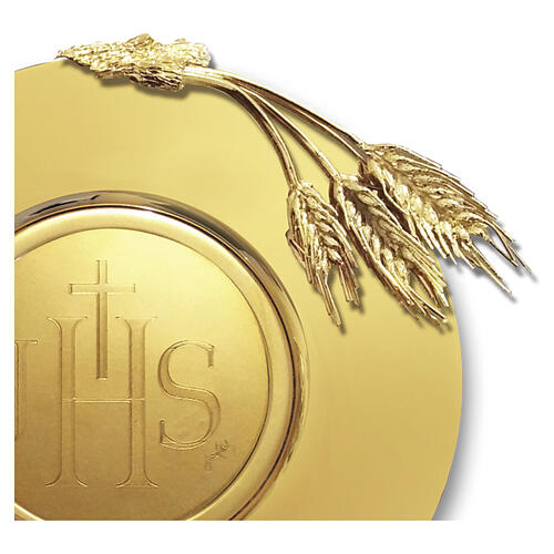 Paten, 18kt Gold-Plated, Three Wheat-Ears with JHS Engraving, Pical Arte Creazioni 2