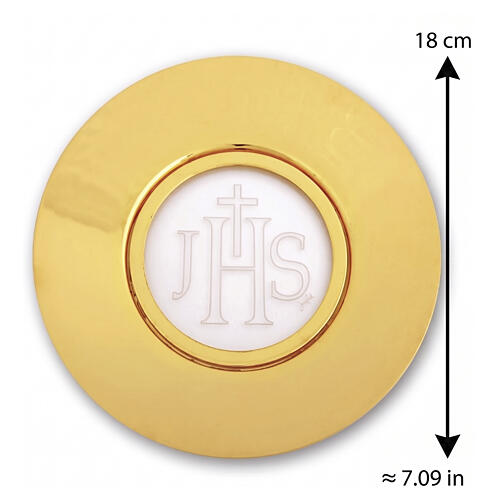 Gold-Plated Brass Paten with Central JHS Plexiglass Disc 180 mm, Pical Arte Creazioni 3