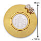 Gold-plated brass paten with JHS engraving on plexiglass and red crystals on grapes, 7 in, Pical Arte Creazioni s3