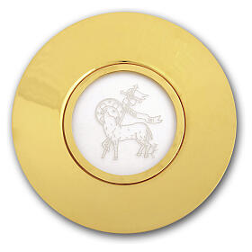 Gilded Paten with Agnus Dei engraved on plexi, 180 mm, Pical Arte Creazioni