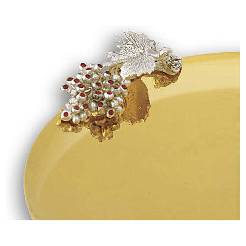 Gold-plated paten with silvered grape decoration and crystals, 7 in, Pical Arte Creazioni 2
