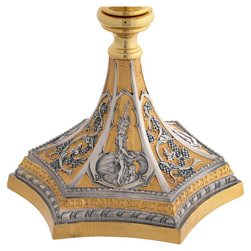 Set calice pisside patena ottone bicolore Annunciazione Nascita e Battesimo di Gesù 10