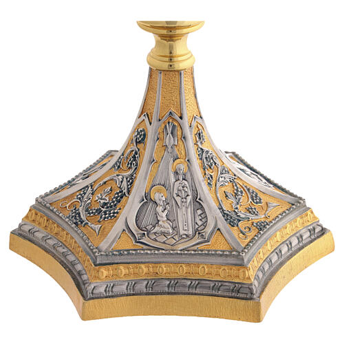 Set calice pisside patena ottone bicolore Annunciazione Nascita e Battesimo di Gesù 11
