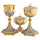 Set calice pisside patena ottone bicolore Annunciazione Nascita e Battesimo di Gesù s1