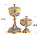 Set calice pisside patena ottone bicolore Annunciazione Nascita e Battesimo di Gesù s4
