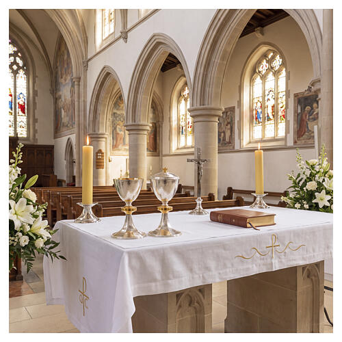 Modern Two-Tone Hammered Brass Chalice and Ciborium 2
