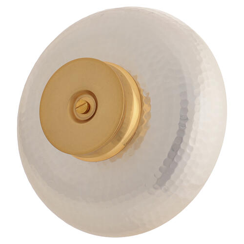 Patena offertoriale bicolore ottone martellato 15 cm diam 6
