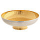 Patena offertoriale bicolore ottone martellato 15 cm diam s1