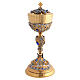 Pisside in fusione doratura 24K con pietre blu chiaro e santi s1