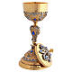Pisside in fusione doratura 24K con pietre blu chiaro e santi s13