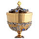 Brass Ciborium 24K Gold-Plated with Light Blue Stones and Saints s2