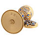 Brass Ciborium 24K Gold-Plated with Light Blue Stones and Saints s4