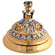 Brass Ciborium 24K Gold-Plated with Light Blue Stones and Saints s6