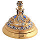 Brass Ciborium 24K Gold-Plated with Light Blue Stones and Saints s10