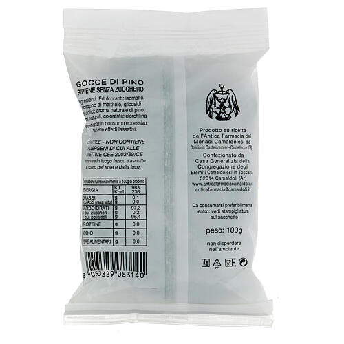 Cukierki Nadziewane kropelkami z Sosny, BEZ CUKRU, 100g, Camaldoli 2