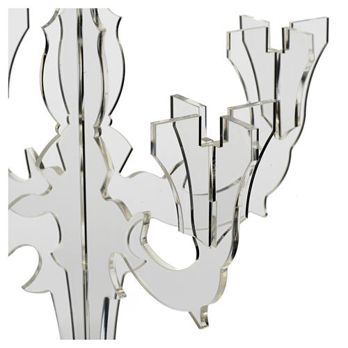 Candlestick in transparent plexiglass with 5 flames 5